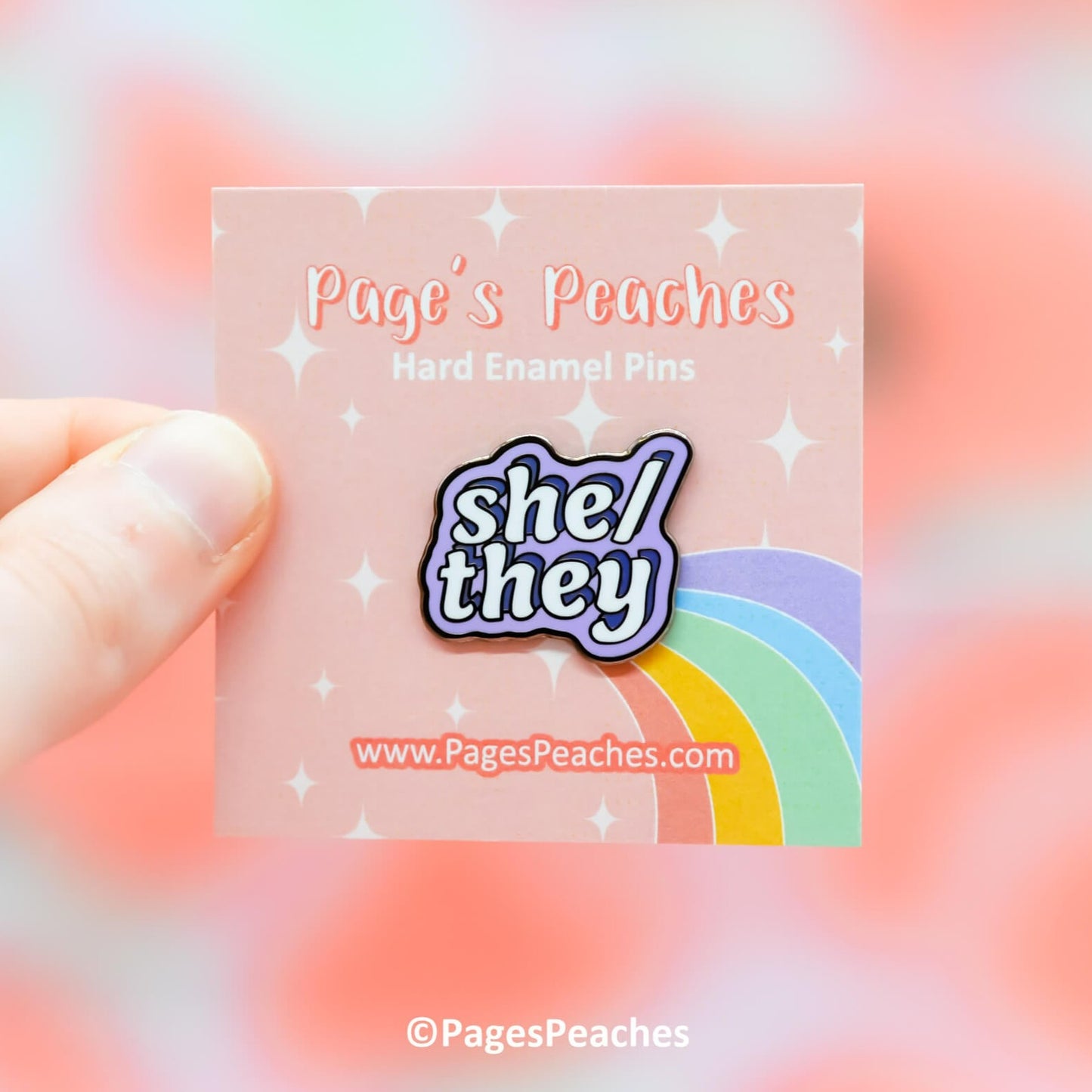 Page's Peaches Hard Enamel Pronoun Pins