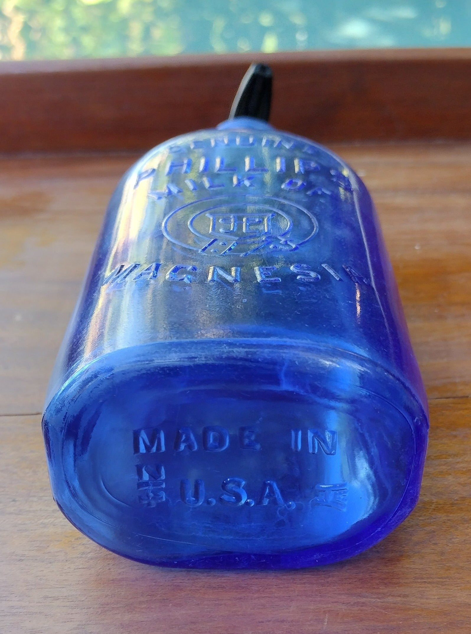 Vintage Cobalt Blue Glass Bottle Phillips Milk of Magnesia 