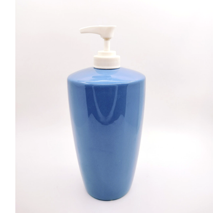 Blue tall Ceramic hand soap dispenser